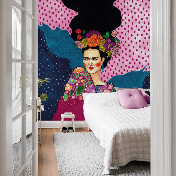 Frida Kahlo Wall Mural | Frida Illustration Mural | Cover Your Wall