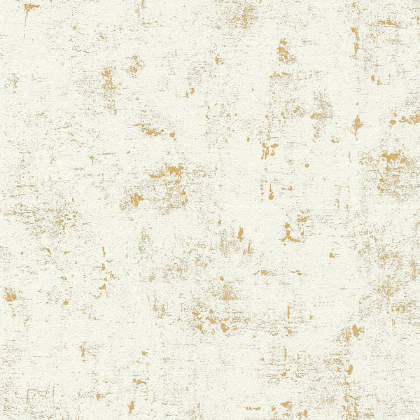 Concrete effect white/gold wallpaper - 230775