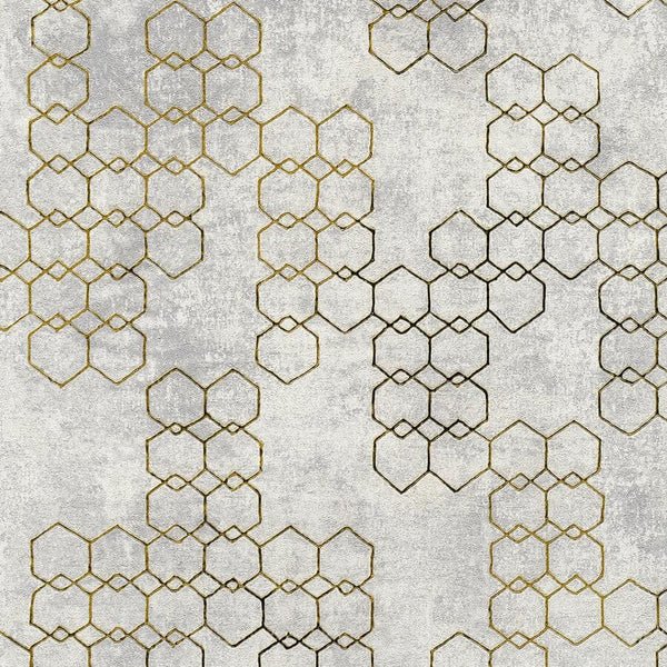 Living Walls Gold/Grey Metallic Geometric Wallpaper - 374244