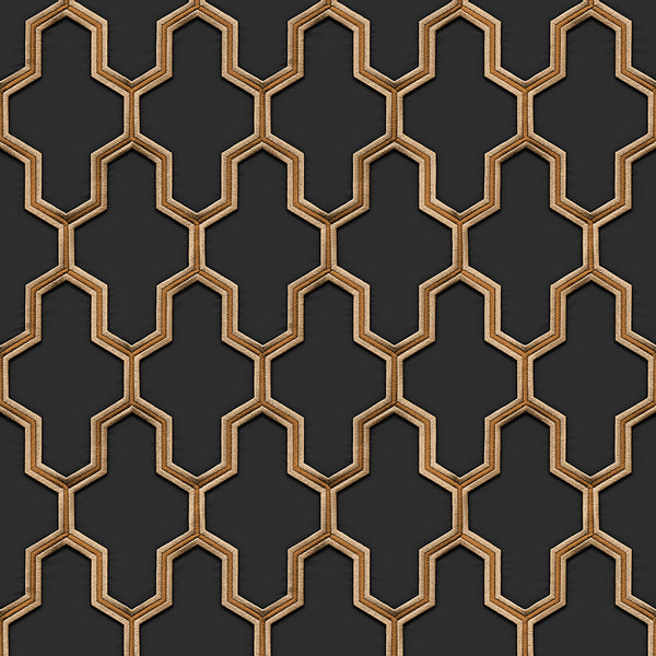 Geometric Silk Black & Gold