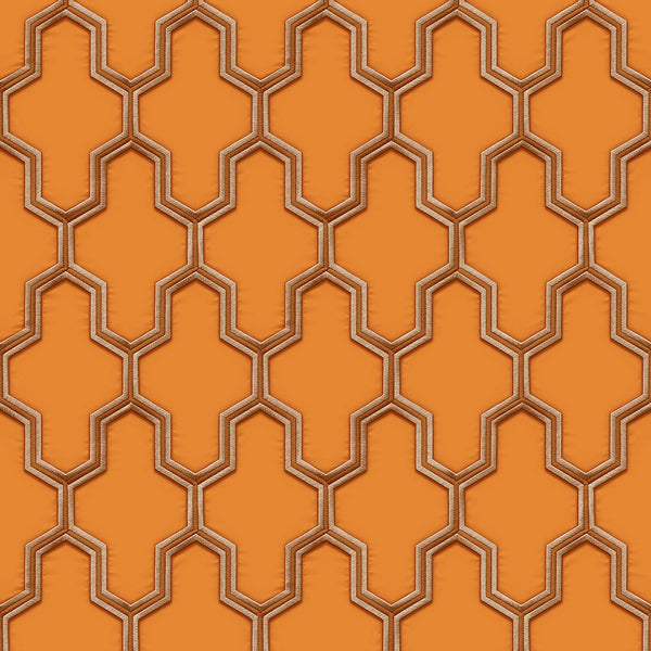 Geometric Silk Orange & Gold