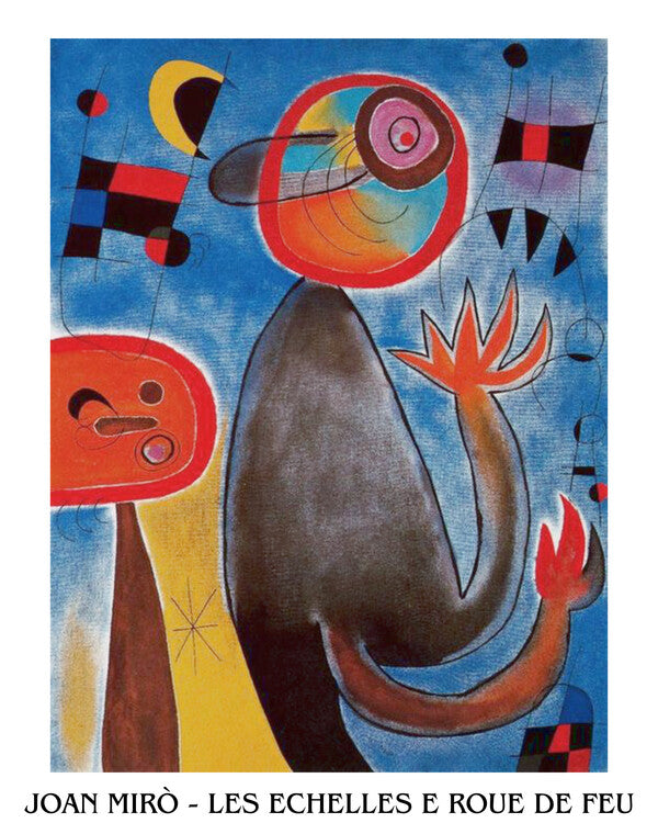 Art Print Ladders Cross the Blue Sky in a Wheel of Fire, Joan Miró, (24 x 30 cm)