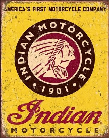 Metal sign INDIAN MOTORCYCLES - Since 1901, (31.5 x 40 cm)