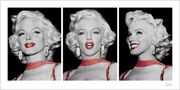 Art Print Marilyn Monroe - Red Dress Triptych, (100 x 50 cm)