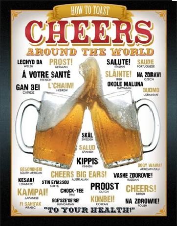 Metal sign BEER - Cheers Around The World, (31.5 x 40 cm)