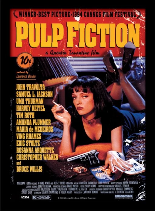 Framed poster Pulp Fiction - Uma On Bed
