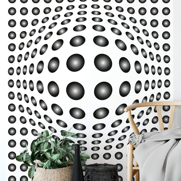 Dots Black And White - Wall Mural 5006