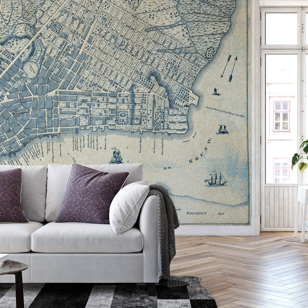 Old Vintage City Map New York - Wall Mural 5019