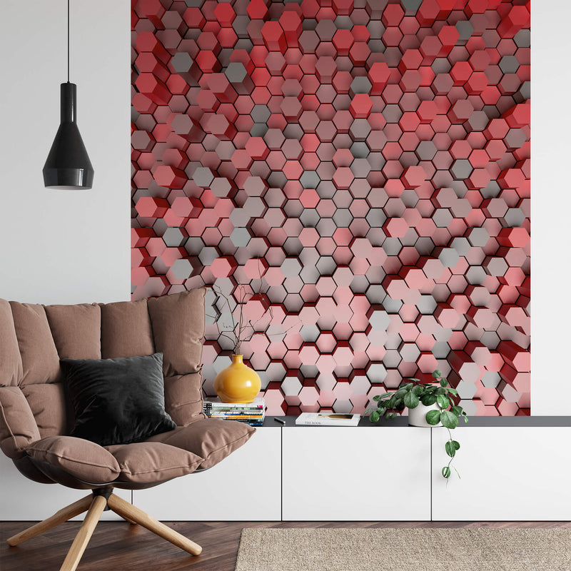 3D Pentagon Wall Mural With Chair
