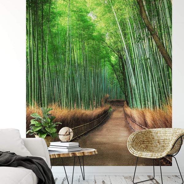 Bamboo Grove Kyoto Wall Mural With Chair & Table