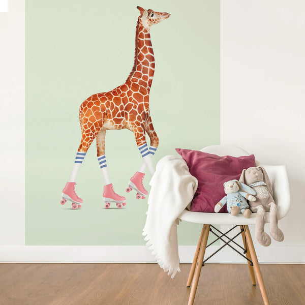 Rollerskating Giraffe - Wall Mural 5471