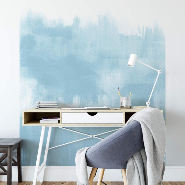 Brush Strokes Light Blue - Home Office Wall Mural 