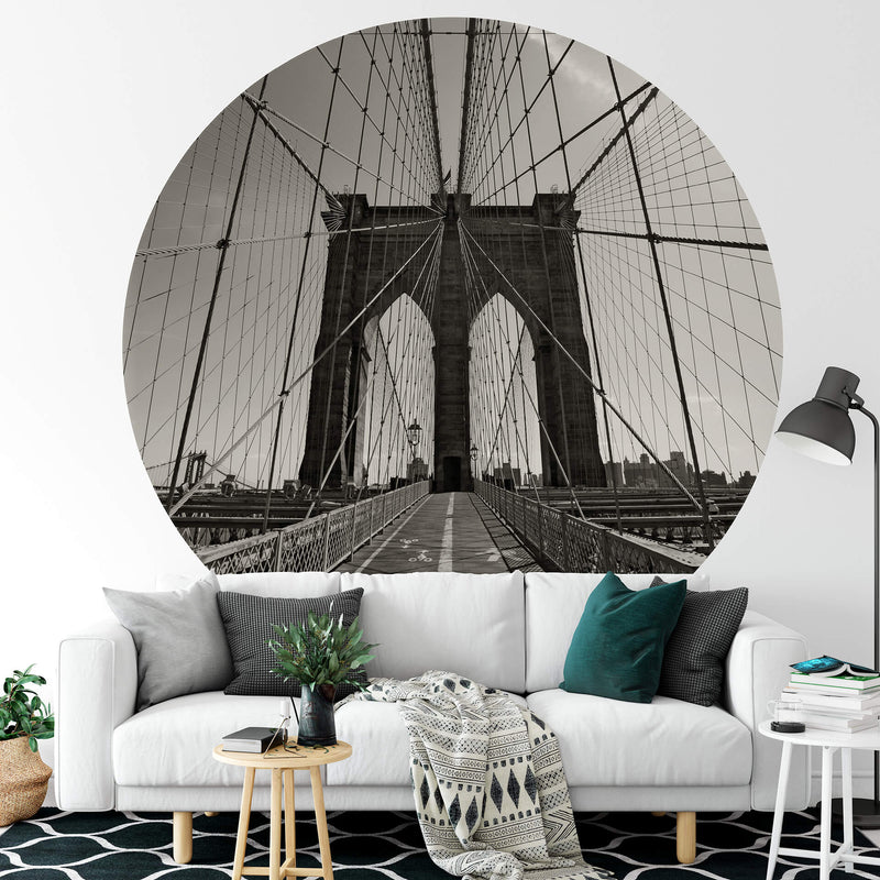 Brooklyn Bridge Perspective - Wall Mural & Sofa