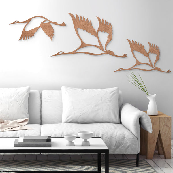 3D Wooden Cranes Motif