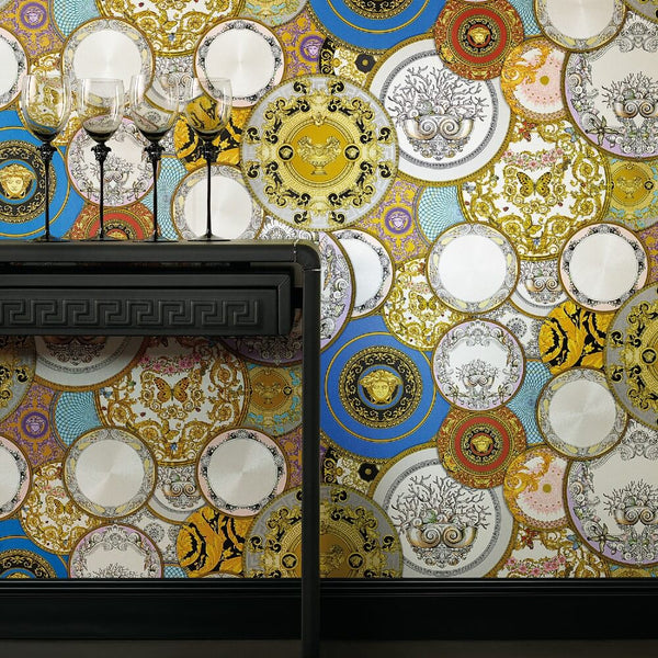 Versace Greek dishes plates multicoloured wallpaper - 349011