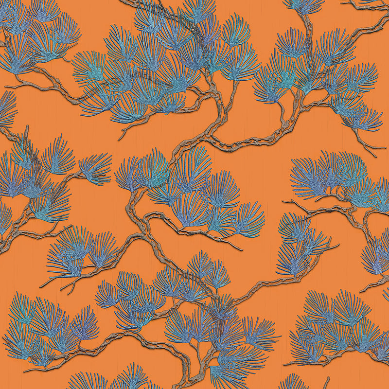 Pine Tree Orange & Blue
